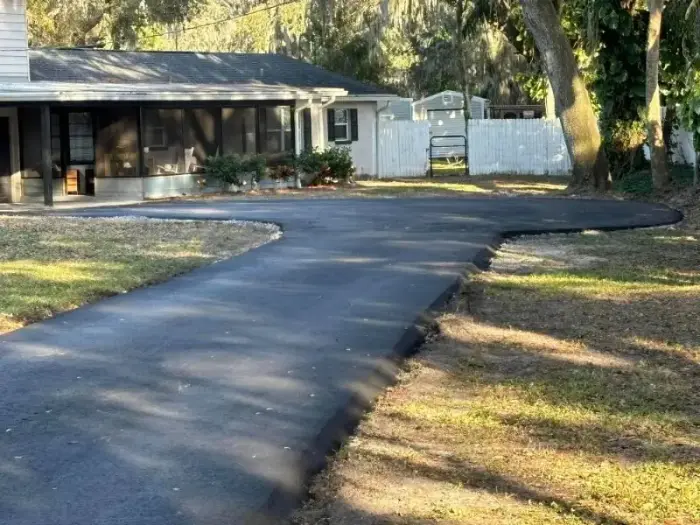 A newly sealcoated driveway